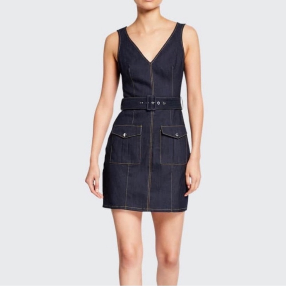 Cinq A Sept Gwyneth belted denim dress. Excellent condition. Size 0.